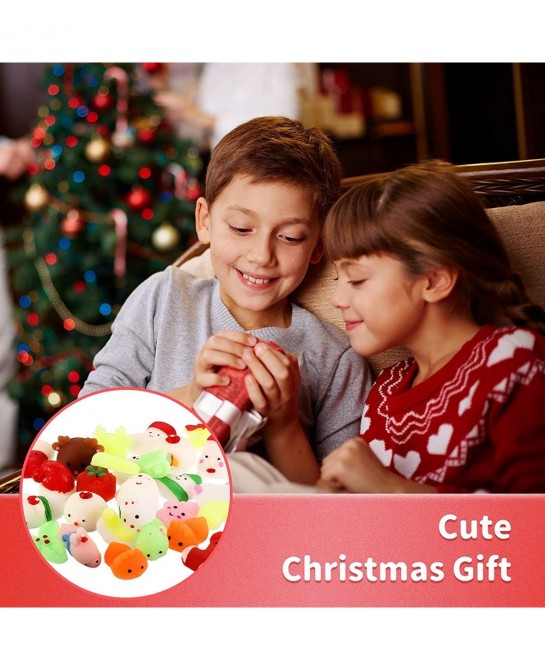 30 Pieces Christmas Cute Squishy Christmas Toys Xmas Mini Mochi Squishy Party Favors for Christmas Party Favors Goody Bag Fil...