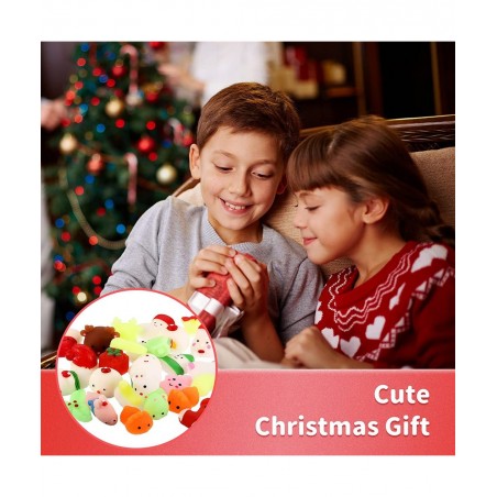 30 Pieces Christmas Cute Squishy Christmas Toys Xmas Mini Mochi Squishy Party Favors for Christmas Party Favors Goody Bag Fil...