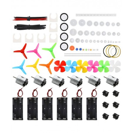 6 Set DC Motors Kit Mini Electric Motor 3V 15000RPM with 66 PCS Plastic Gears AA Battery Holder Case Motor Bracket Shaft Prop...