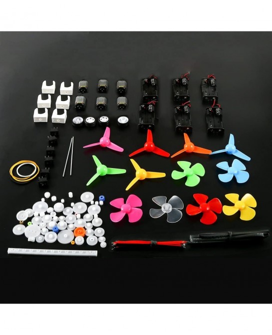 6 Set DC Motors Kit Mini Electric Motor 3V 15000RPM with 66 PCS Plastic Gears AA Battery Holder Case Motor Bracket Shaft Prop...