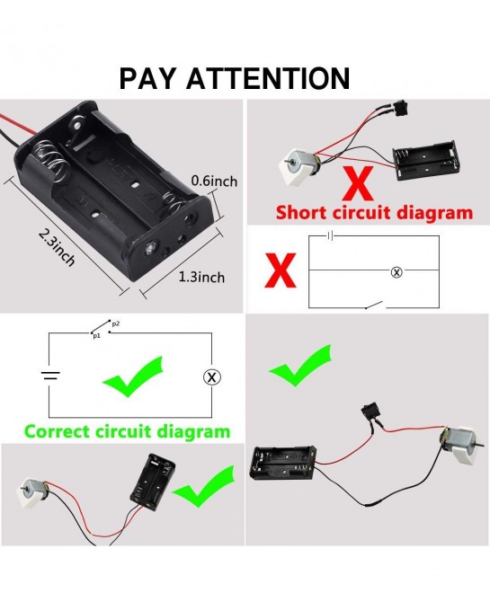 6 Set DC Motors Kit Mini Electric Motor 3V 15000RPM with 66 PCS Plastic Gears AA Battery Holder Case Motor Bracket Shaft Prop...