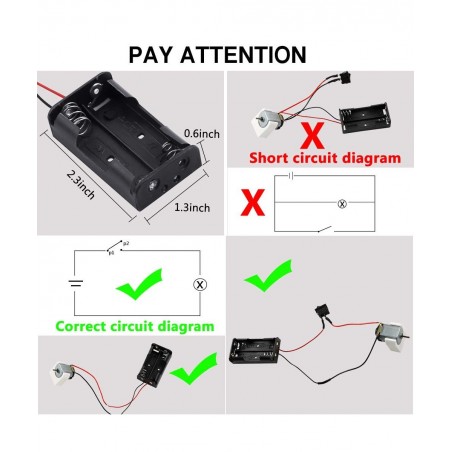 6 Set DC Motors Kit Mini Electric Motor 3V 15000RPM with 66 PCS Plastic Gears AA Battery Holder Case Motor Bracket Shaft Prop...