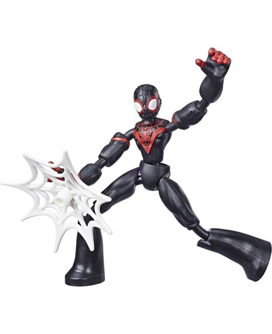 Marvel Bend and Flex Miles Morales Action Figure Toy 6-Inch Flexible Figure Includes Web Accessory for Kids Ages 4 and Up Bla...
