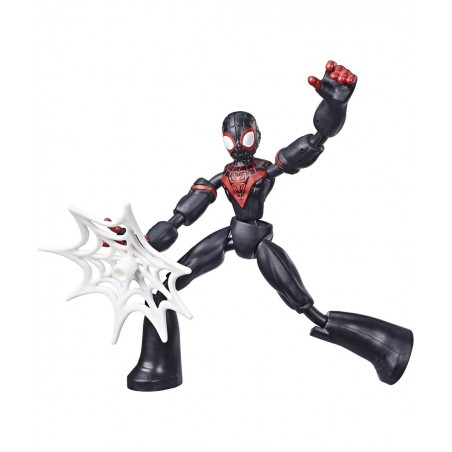Marvel Bend and Flex Miles Morales Action Figure Toy 6-Inch Flexible Figure Includes Web Accessory for Kids Ages 4 and Up Bla...