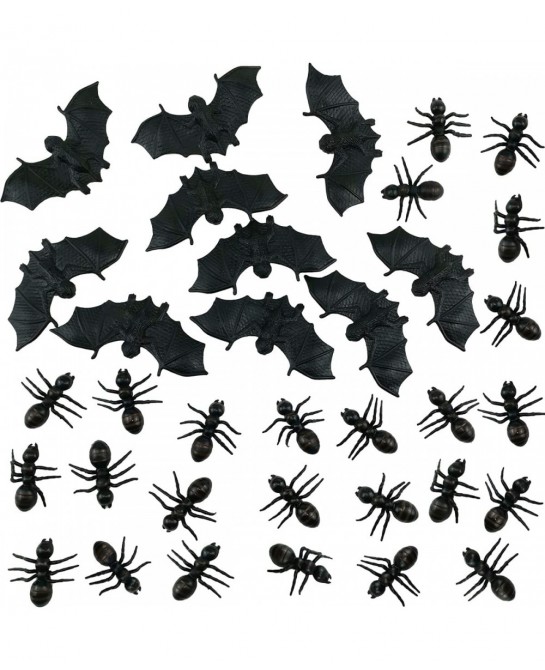 Realistic Plastic Bugs Prank Fake Insects 35Pcs Ants and Bats Scary Trick Joke Toys for Halloween Party Decoration April Fool...