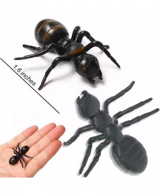 Realistic Plastic Bugs Prank Fake Insects 35Pcs Ants and Bats Scary Trick Joke Toys for Halloween Party Decoration April Fool...
