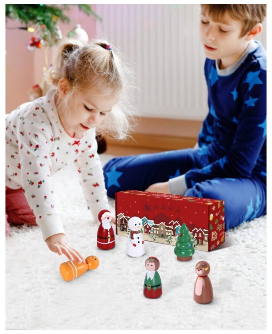 6pcs Christmas Peg Dolls Wooden Toys Playset Santa Reindeer Xmas Tree Elf Snowman Gingerbread Man Gift For Boy And Girl Home ...