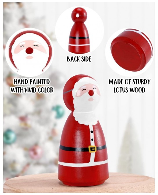6pcs Christmas Peg Dolls Wooden Toys Playset Santa Reindeer Xmas Tree Elf Snowman Gingerbread Man Gift For Boy And Girl Home ...