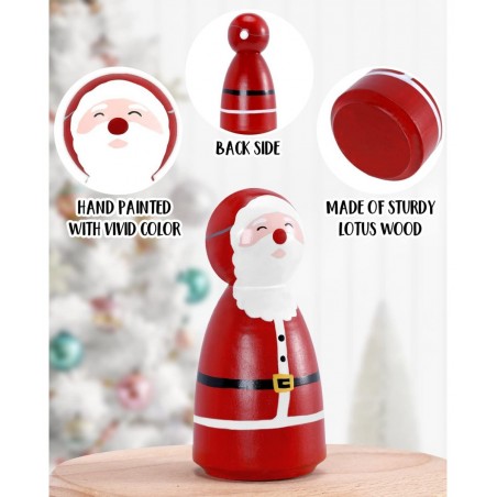 6pcs Christmas Peg Dolls Wooden Toys Playset Santa Reindeer Xmas Tree Elf Snowman Gingerbread Man Gift For Boy And Girl Home ...
