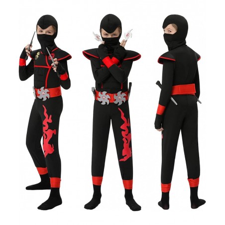Boys Ninja Costume for Kids Halloween Dress Up Party Ninja Muscle Costume with Ninja Foam Accessories Toys $24.61 Kids' Costumes
