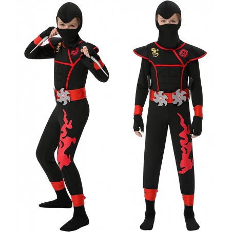 Boys Ninja Costume for Kids Halloween Dress Up Party Ninja Muscle Costume with Ninja Foam Accessories Toys $24.61 Kids' Costumes