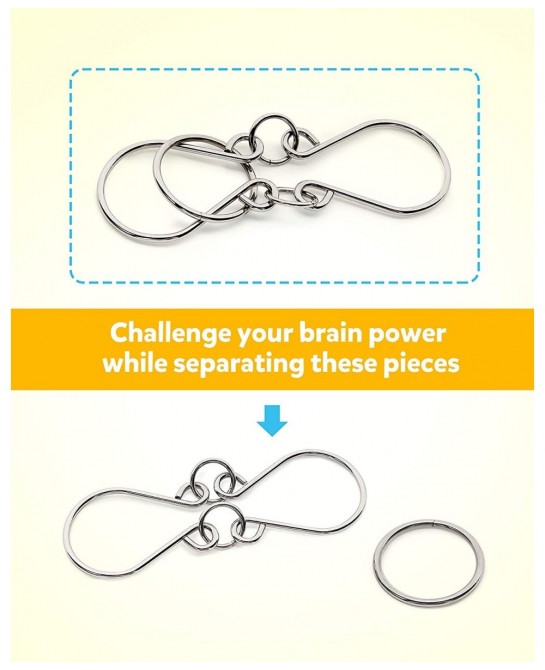 Metal Wire Puzzle Set of 16 with Pouch Brain Teaser IQ Test Disentanglemen Iron Link Unlock Interlock Game Chinese Ring Magic...