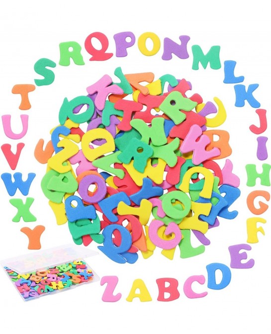 390 Pieces Foam Stickers Self-Adhesive Sticky Foams Handy Alphabet Letters Mini Assorted Colors Rainbow Capital Case A-Z Lett...