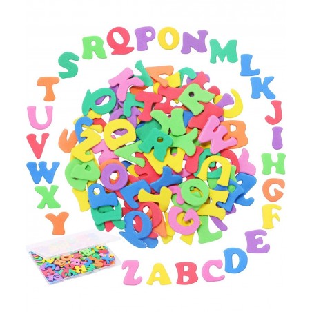 390 Pieces Foam Stickers Self-Adhesive Sticky Foams Handy Alphabet Letters Mini Assorted Colors Rainbow Capital Case A-Z Lett...