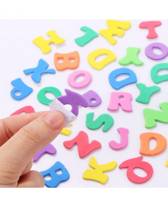 390 Pieces Foam Stickers Self-Adhesive Sticky Foams Handy Alphabet Letters Mini Assorted Colors Rainbow Capital Case A-Z Lett...