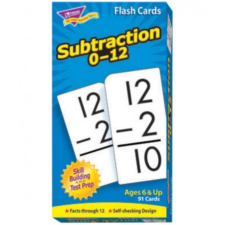 TREND ENTERPRISES: Subtraction 0-12 Skill Drill Flash Cards Great for Skill Building and Test Prep Self-Checking Design 91 Ca...