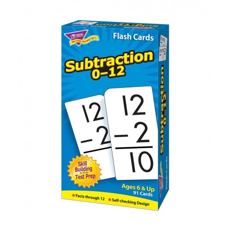TREND ENTERPRISES: Subtraction 0-12 Skill Drill Flash Cards Great for Skill Building and Test Prep Self-Checking Design 91 Ca...