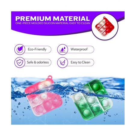 32 Pcs Push Pop Bubble Fidget Keychain Pack Simple Anti-Anxiety Silicone Rainbow Mini Popping Office Desk Toy Squeeze Stress ...