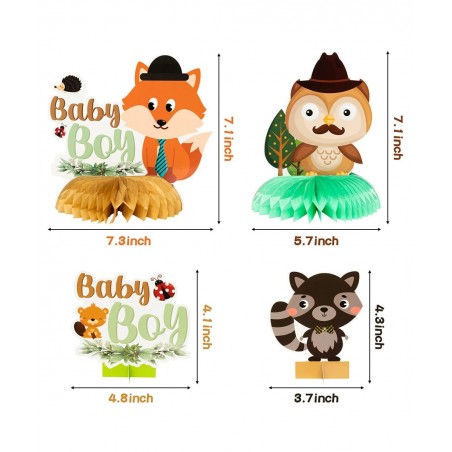 12Pcs Woodland Animals It’s a Boy Baby Shower Party Honeycomb Centerpieces Table Toppers for Baby Boy Woodland Creatures Fore...
