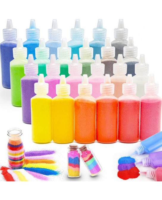 Art Sand DIY Arts and Crafts Kit 24 Colored Sand Kit for Kids' Painting and Crafts DIY Ideas Wedding Decorations Crafts(1.24o...