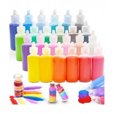 Art Sand DIY Arts and Crafts Kit 24 Colored Sand Kit for Kids' Painting and Crafts DIY Ideas Wedding Decorations Crafts(1.24o...
