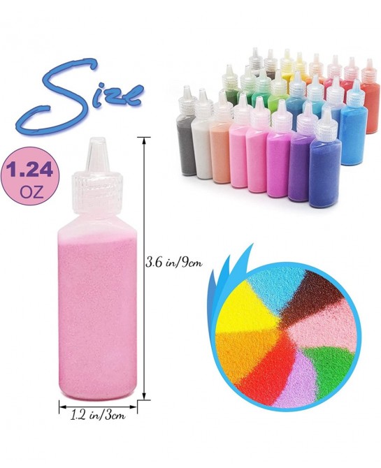 Art Sand DIY Arts and Crafts Kit 24 Colored Sand Kit for Kids' Painting and Crafts DIY Ideas Wedding Decorations Crafts(1.24o...