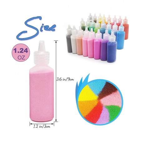 Art Sand DIY Arts and Crafts Kit 24 Colored Sand Kit for Kids' Painting and Crafts DIY Ideas Wedding Decorations Crafts(1.24o...