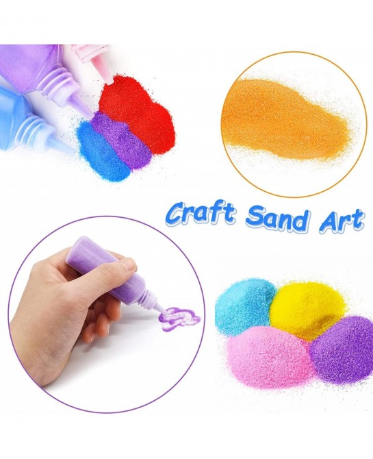 Art Sand DIY Arts and Crafts Kit 24 Colored Sand Kit for Kids' Painting and Crafts DIY Ideas Wedding Decorations Crafts(1.24o...