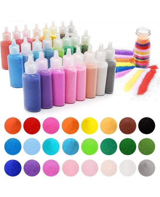 Art Sand DIY Arts and Crafts Kit 24 Colored Sand Kit for Kids' Painting and Crafts DIY Ideas Wedding Decorations Crafts(1.24o...