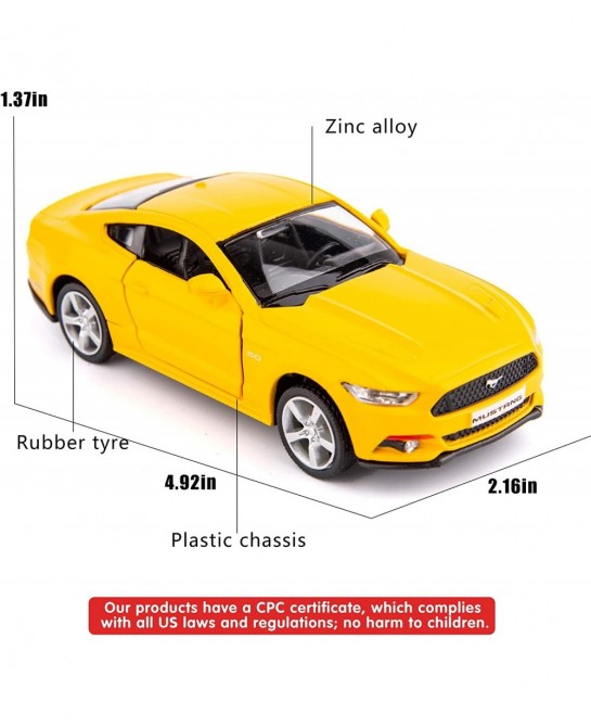 1/36 Scale Mustang GT 2015 Casting Car Model Zinc Alloy Toy Car for Kids Pull Back Vehicles Toy Car for Toddlers Kids Boys Gi...