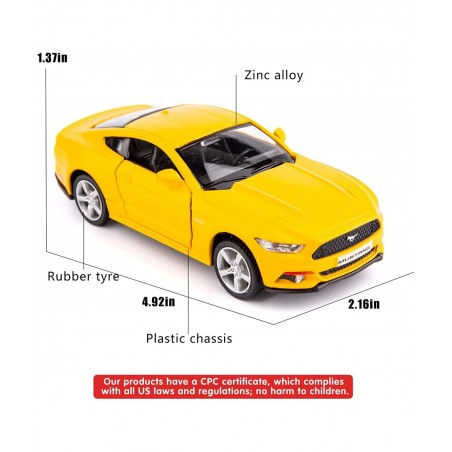 1/36 Scale Mustang GT 2015 Casting Car Model Zinc Alloy Toy Car for Kids Pull Back Vehicles Toy Car for Toddlers Kids Boys Gi...