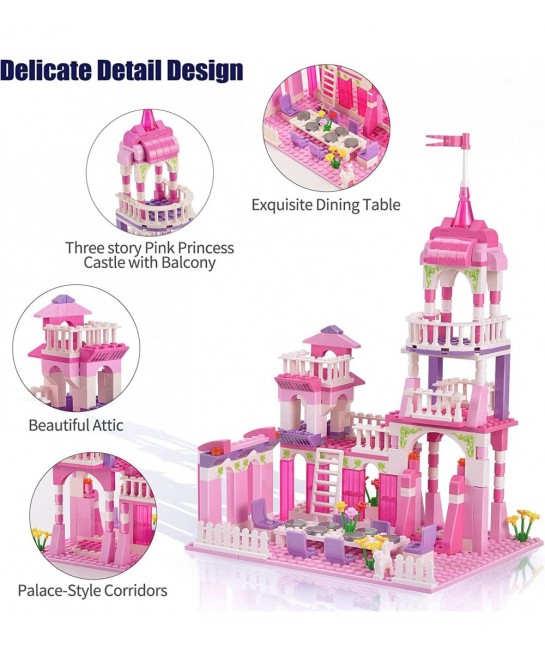 Girls Princess Castle for Girls Age Princess Castle Pink Palace Building Set (303 Pieces) $31.66 Toy Building Sets