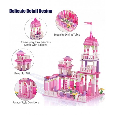 Girls Princess Castle for Girls Age Princess Castle Pink Palace Building Set (303 Pieces) $31.66 Toy Building Sets