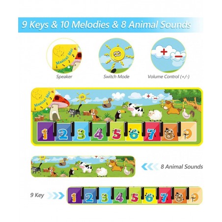 Musical Mats Toddler Toys - Baby Musical Toys Kids Floor Dance Mat Piano Keyboard Early Child Development Touch Pad Education...