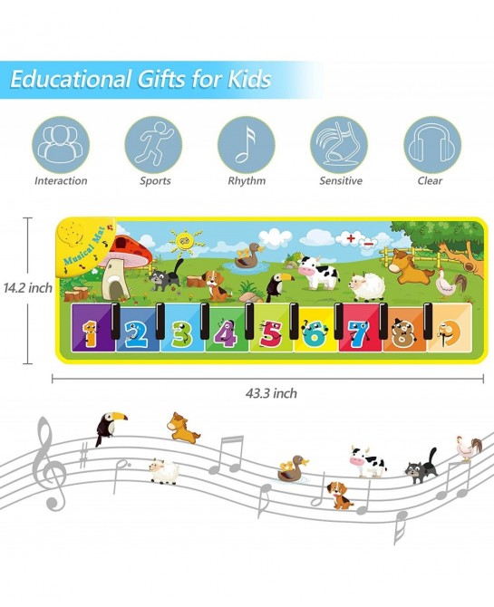 Musical Mats Toddler Toys - Baby Musical Toys Kids Floor Dance Mat Piano Keyboard Early Child Development Touch Pad Education...