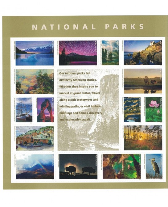 National Parks Forever Stamps Sheet of 16 Postage Stamps 2016 $55.33 Collectibles Display & Storage