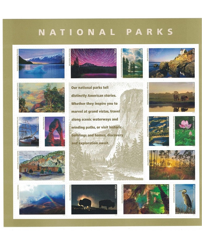 National Parks Forever Stamps Sheet of 16 Postage Stamps 2016 $55.33 Collectibles Display & Storage