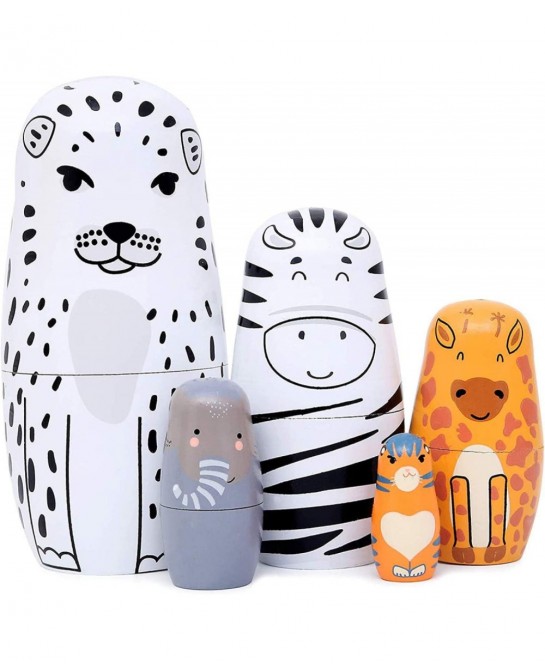 Heaven2017 5Pcs Wooden Stacking Toys Matryoshka Russian Nesting Dolls for Kids Birthday Gift Sets-1 $24.00 Nesting Dolls