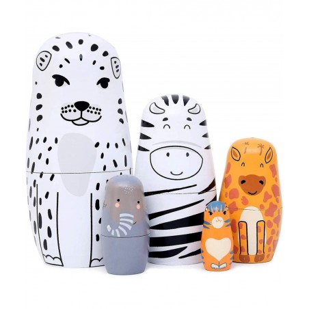 Heaven2017 5Pcs Wooden Stacking Toys Matryoshka Russian Nesting Dolls for Kids Birthday Gift Sets-1 $24.00 Nesting Dolls