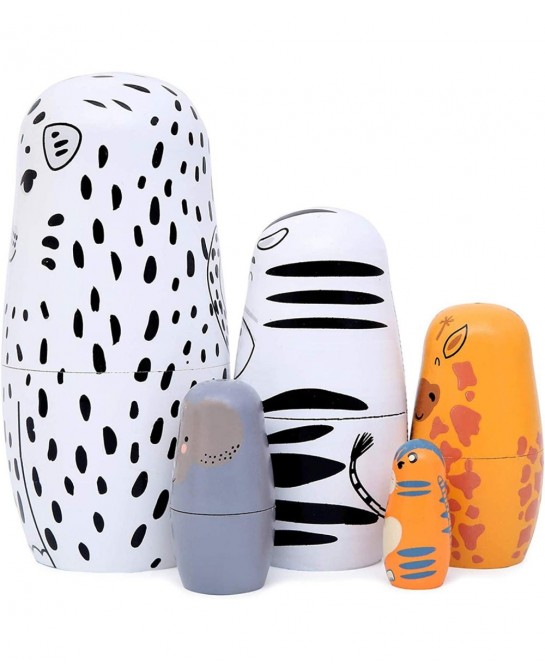 Heaven2017 5Pcs Wooden Stacking Toys Matryoshka Russian Nesting Dolls for Kids Birthday Gift Sets-1 $24.00 Nesting Dolls