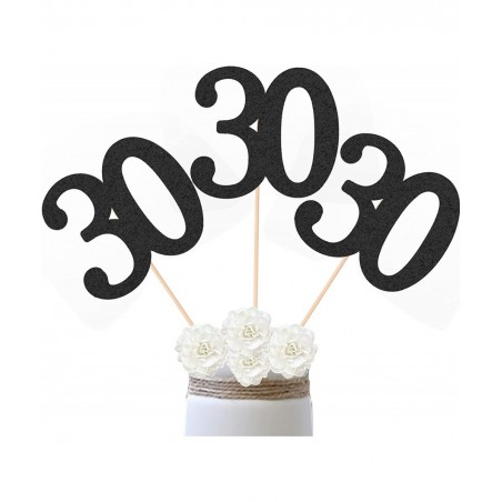 10-Pack Double Sided Glitter 30th Birthday Centerpiece Anniversary Centerpiece Sticks Number 30 Table Topper Cake Topper for ...
