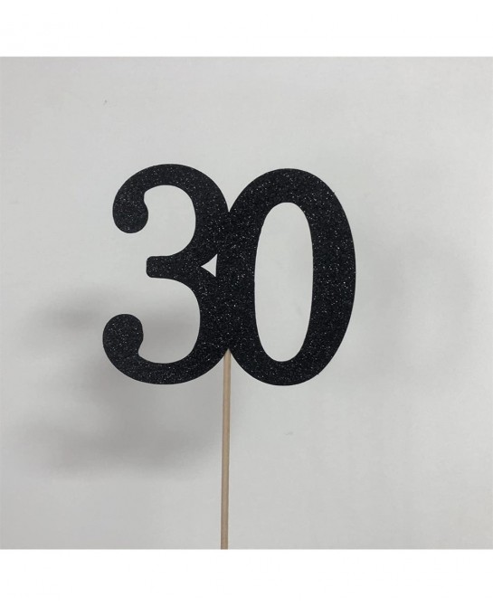 10-Pack Double Sided Glitter 30th Birthday Centerpiece Anniversary Centerpiece Sticks Number 30 Table Topper Cake Topper for ...