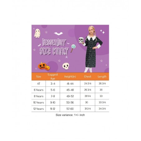 Girls Halloween Peter Pan Collar Button Down Vintage Black Dress 4-12 Years $29.48 Kids' Costumes