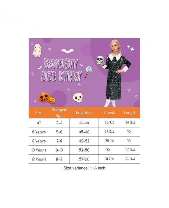 Girls Halloween Peter Pan Collar Button Down Vintage Black Dress 4-12 Years $29.48 Kids' Costumes