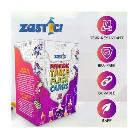 Periodic Table of Elements Flash Cards for Kids - Laminated Chemistry Educational Card Set with Colorful Illustrations – 118 ...