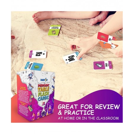 Periodic Table of Elements Flash Cards for Kids - Laminated Chemistry Educational Card Set with Colorful Illustrations – 118 ...