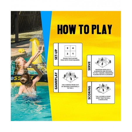 Inflatable H2O 4-Way Inflatable Volleyball Net for Adults & Family - Volleyball Net Pool Game - Quick Assemble and Portable -...