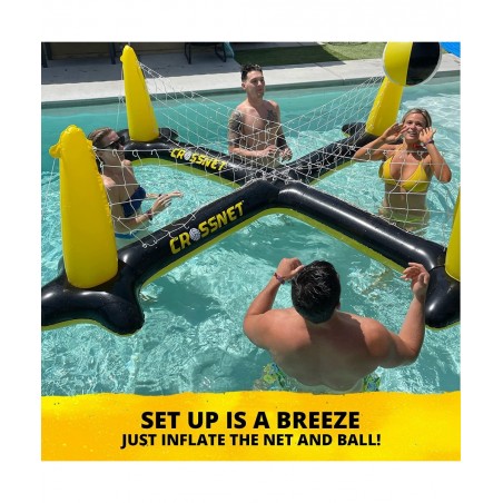 Inflatable H2O 4-Way Inflatable Volleyball Net for Adults & Family - Volleyball Net Pool Game - Quick Assemble and Portable -...