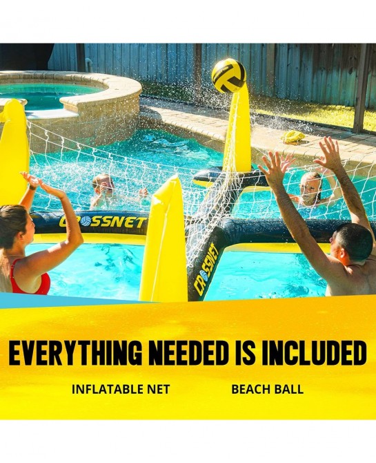 Inflatable H2O 4-Way Inflatable Volleyball Net for Adults & Family - Volleyball Net Pool Game - Quick Assemble and Portable -...