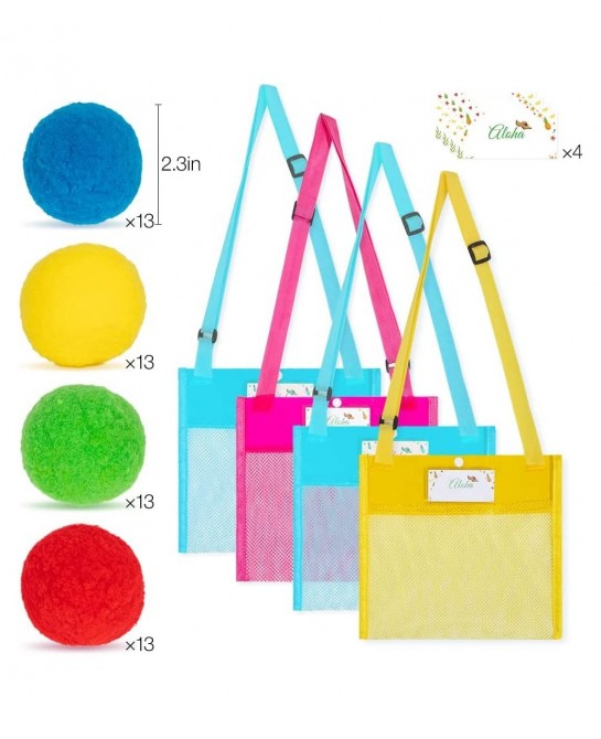 fozi cozi 52PCS Water Balls Toys with Mesh Beach Bag for Kids Ages 4-8 8-12 Summer Toys Reusable Water Balloons for Water Gam...